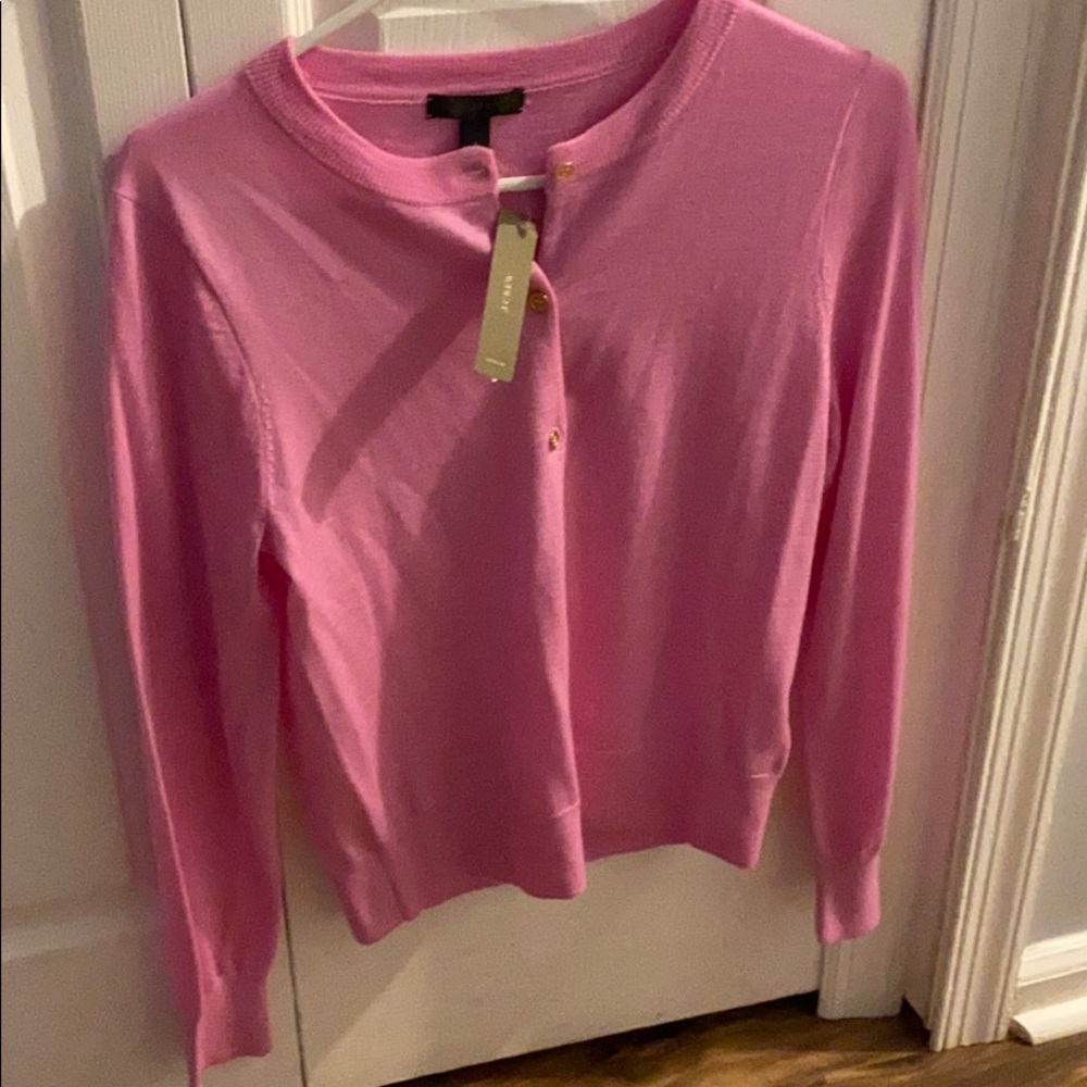 Pink Jcrew sweater, gold buttons